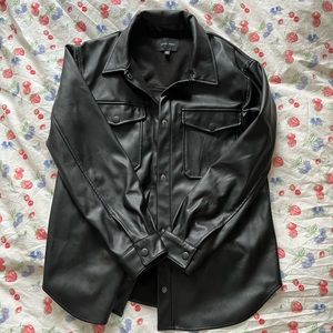 Black faux leather shirt